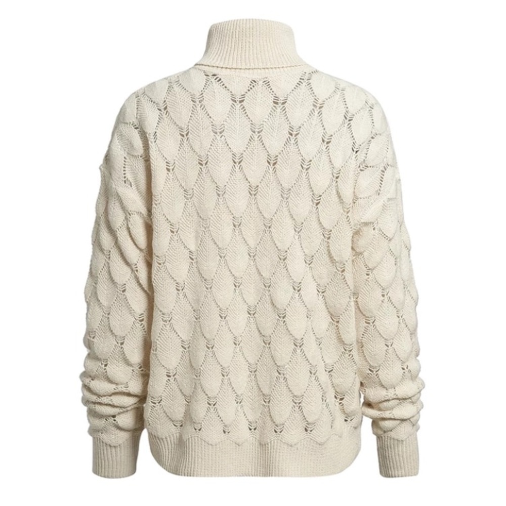 Cream Oatmeal Turtleneck Textured Sweater - Picture 2 of 2